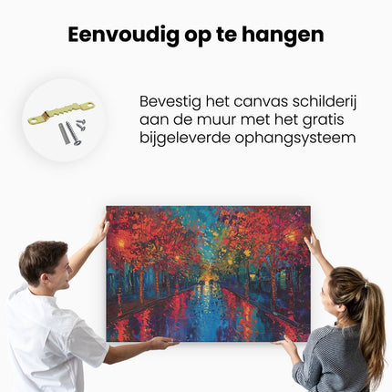 Canvas schilderij ophangen Kunstwerk van een Regenachtige Nacht in Parijs