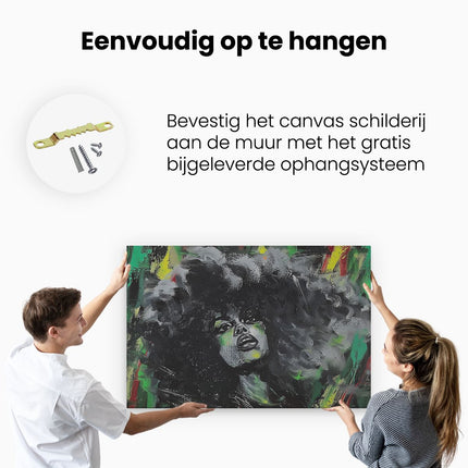 Canvas schilderij ophangen Vrouw met een Afro