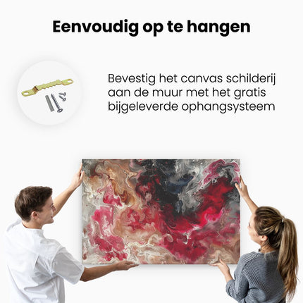 Canvas schilderij ophangen Abstract Kunstwerk met Rode, Zwarte en Witte Kleuren