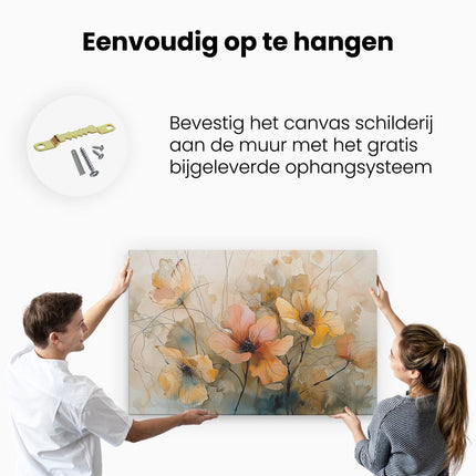 Canvas schilderij ophangen Aquarelkunstwerk van Bloemen