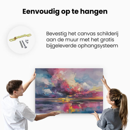 Canvas schilderij ophangen Abstract Kunstwerk van een Kleurrijke Zonsondergang