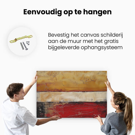 Canvas schilderij ophangen Abstract Kunstwerk met Rode, Zwarte en Witte Kleuren