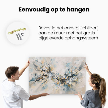 Canvas schilderij ophangen Abstract Kunstwerk met Blauwe, Gele en Zwarte Kleuren