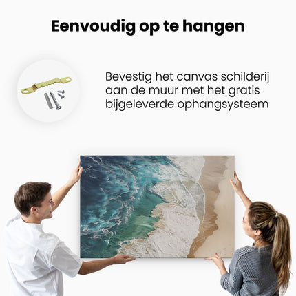 Canvas schilderij ophangen Strand met Golven en Zand