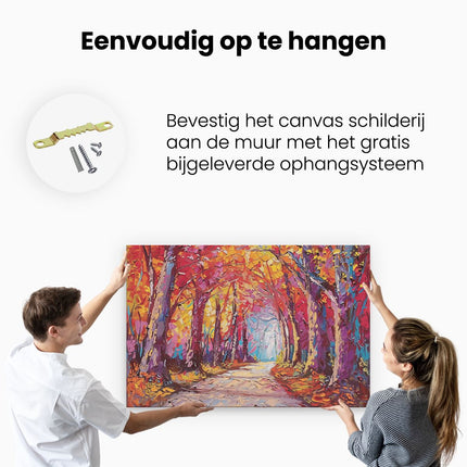 Canvas schilderij ophangen Kunstwerk van een Pad door een Bos