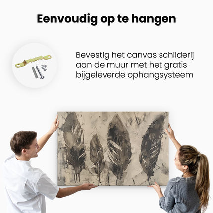 Canvas schilderij ophangen Zwart Wit Kunstwerk van Veren