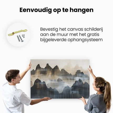 Canvas schilderij ophangen Kunstwerk van Bergen en Wolken