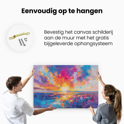 Canvas schilderij ophangen Abstract Kunstwerk van een Kleurrijke Zonsondergang