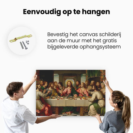 Canvas schilderij ophangen Het Laatste Avondmaal van Jezus