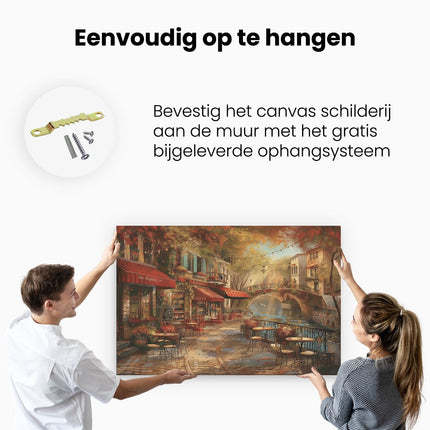 Canvas schilderij ophangen Kunstwerk van een Café in Parijs