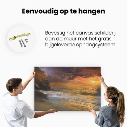 Canvas schilderij ophangen Zonsondergang op het Strand