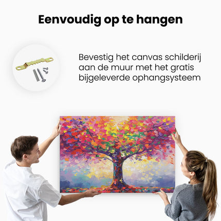 Canvas schilderij ophangen Abstract Kunstwerk van een Kleurrijke Boom