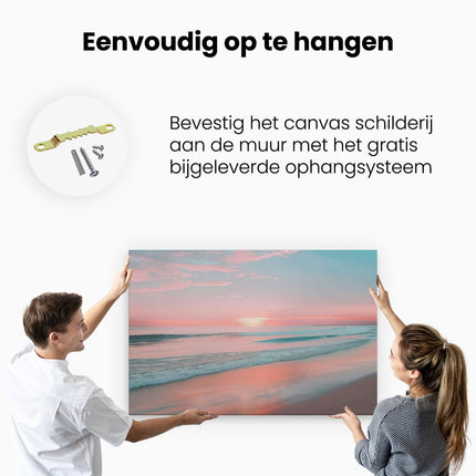 Canvas schilderij ophangen Zonsondergang op het Strand