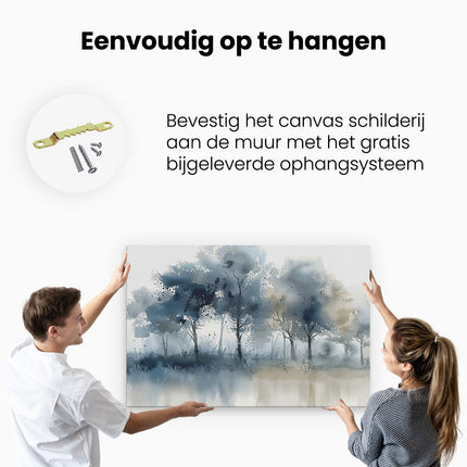 Canvas schilderij ophangen Aquarelkunstwerk van Bomen