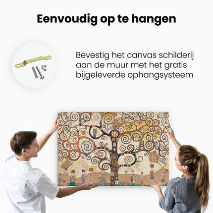 Canvas schilderij ophangen De Levensboom van Gustav Klimt