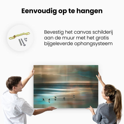 Canvas schilderij ophangen De Vogels Vliegen over het Water