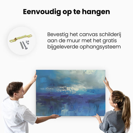 Canvas schilderij ophangen Abstract Kunstwerk van Blauw en Wit