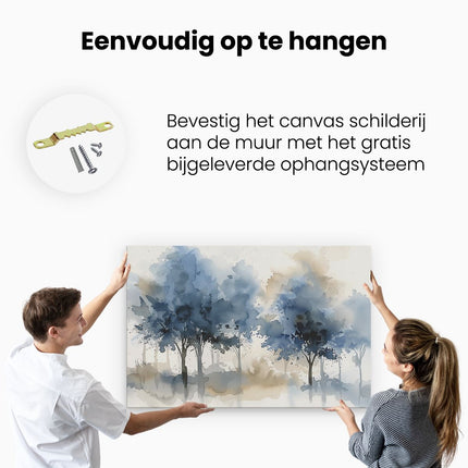 Canvas schilderij ophangen Aquarelkunstwerk van Bomen