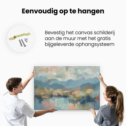 Canvas schilderij ophangen Abstract Kunstwerk van Bergen en Wolken