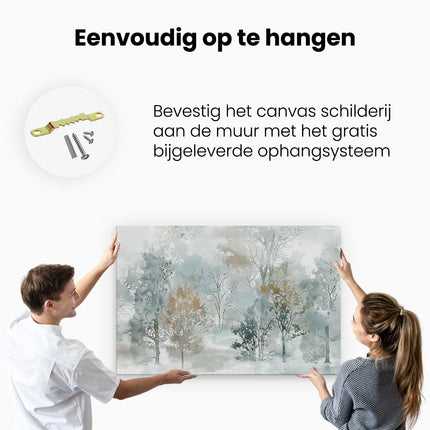 Canvas schilderij ophangen Aquarelkunstwerk van Bomen
