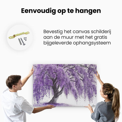 Canvas schilderij ophangen Paars Treurwilg Kunstwerk