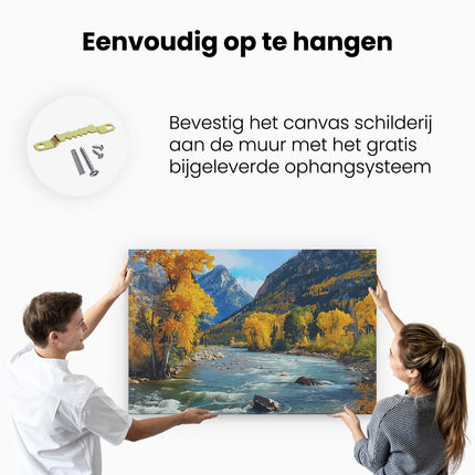 Canvas schilderij ophangen Rivier in de Bergen