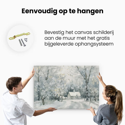 Canvas schilderij ophangen Kunstwerk van een Winters Tafereel