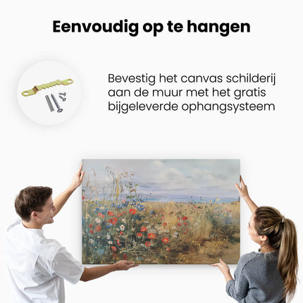 Canvas schilderij ophangen Kunstwerk van een Veld met Wilde Bloemen