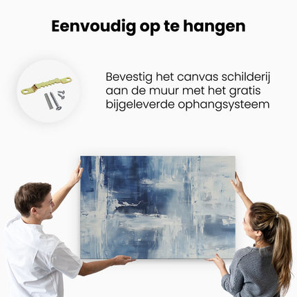 Canvas schilderij ophangen Abstract Kunstwerk in Blauw en Wit