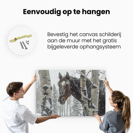 Canvas schilderij ophangen Paard in de Sneeuw