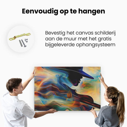 Canvas schilderij ophangen Man met een Hoed die Viool Speelt