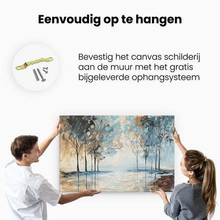 Canvas schilderij ophangen Kunstwerk van Bomen in het Water