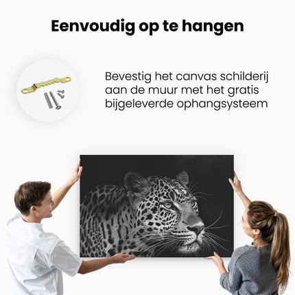 Canvas schilderij ophangen Zwart Wit Beeld van een Luipaard