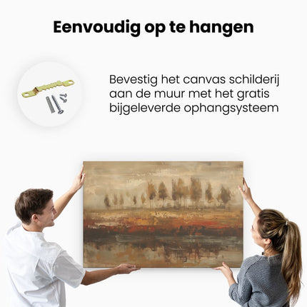 Canvas schilderij ophangen Abstract Kunstwerk van Bomen bij een Rivier