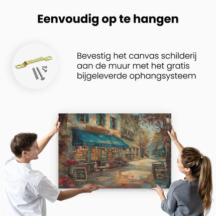 Canvas schilderij ophangen Kunstwerk van een Café in Parijs