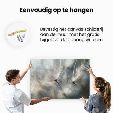 Canvas schilderij ophangen Close-Up van een Paardebloem
