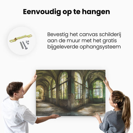 Canvas schilderij ophangen Verlaten Kamer met Ramen