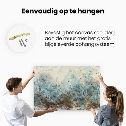 Canvas schilderij ophangen Abstract Kunstwerk met Blauwe en Bruine Kleuren