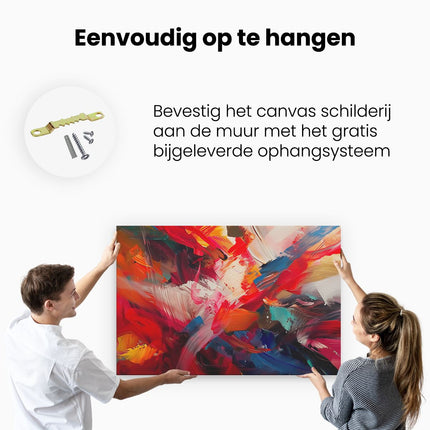 Canvas schilderij ophangen Abstract Kunstwerk met Rode, Blauwe en Gele Kleuren