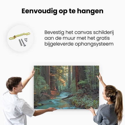 Canvas schilderij ophangen Stroom loopt door de Sequoia's