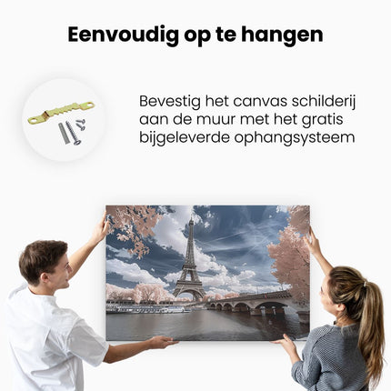 Canvas schilderij ophangen De Eiffeltoren in Infrarood