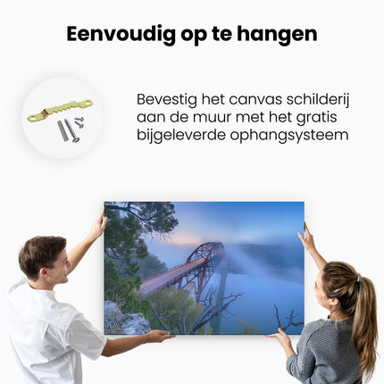 Canvas schilderij ophangen Brug over een Rivier in Texas
