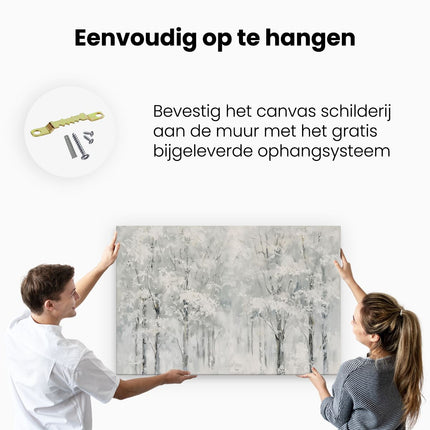 Canvas schilderij ophangen Kunstwerk van Bomen Bedekt met Sneeuw