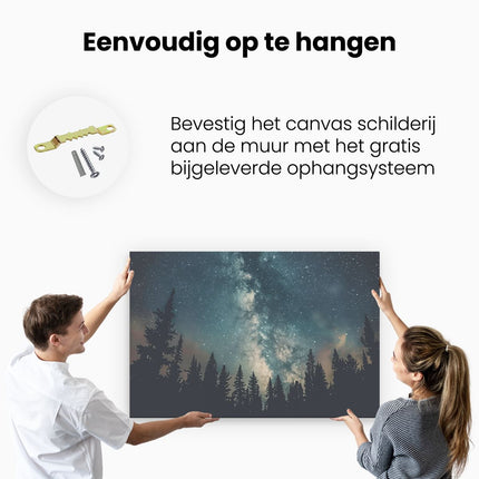 Canvas schilderij ophangen Het Melkachtige aan de Nachtelijke Hemel