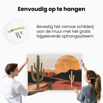 Canvas schilderij ophangen Saguaro-Cactus in de Woestijn