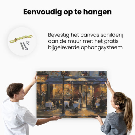 Canvas schilderij ophangen Kunstwerk van een Café in Parijs