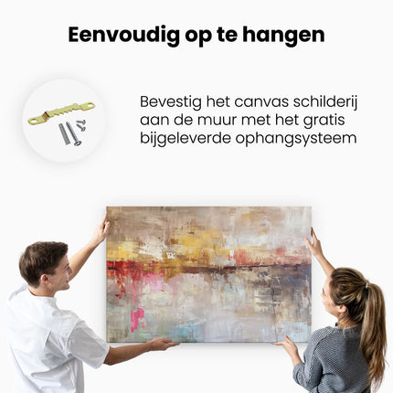 Canvas schilderij ophangen Abstract Kunstwerk met Rode, Gele en Bruine Kleuren