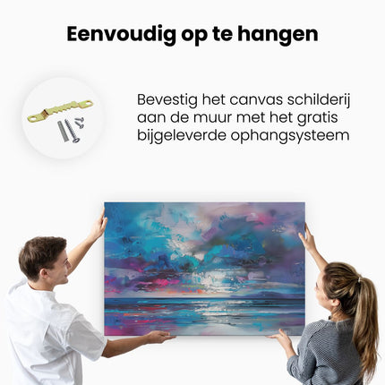 Canvas schilderij ophangen Abstract Kunstwerk van een Blauwe Lucht met Paarse Wolken