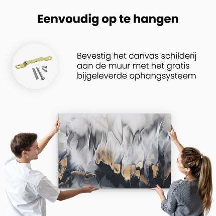 Canvas schilderij ophangen Zwart en Goud Abstract Kunstwerk