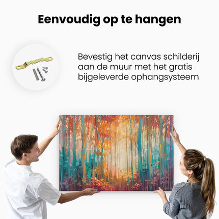 Canvas schilderij ophangen Kleurrijk Kunstwerk van een Bos